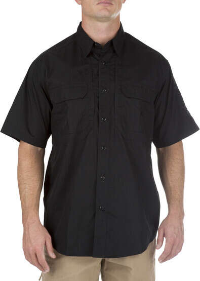 5.11 Tactical TACLITE Pro Short Sleeve Shirt in black, front view